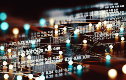 Data volume analysis and computer science industry.3d illustration