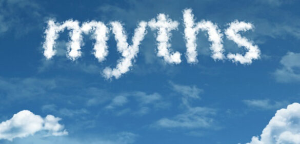 Clouds with the word "myths" in the clouds