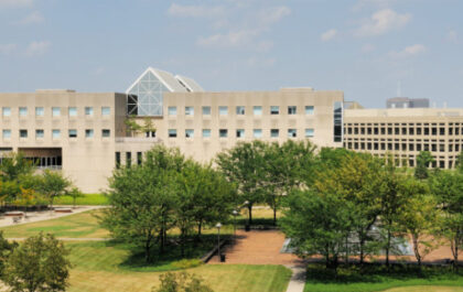 University building with outside trees